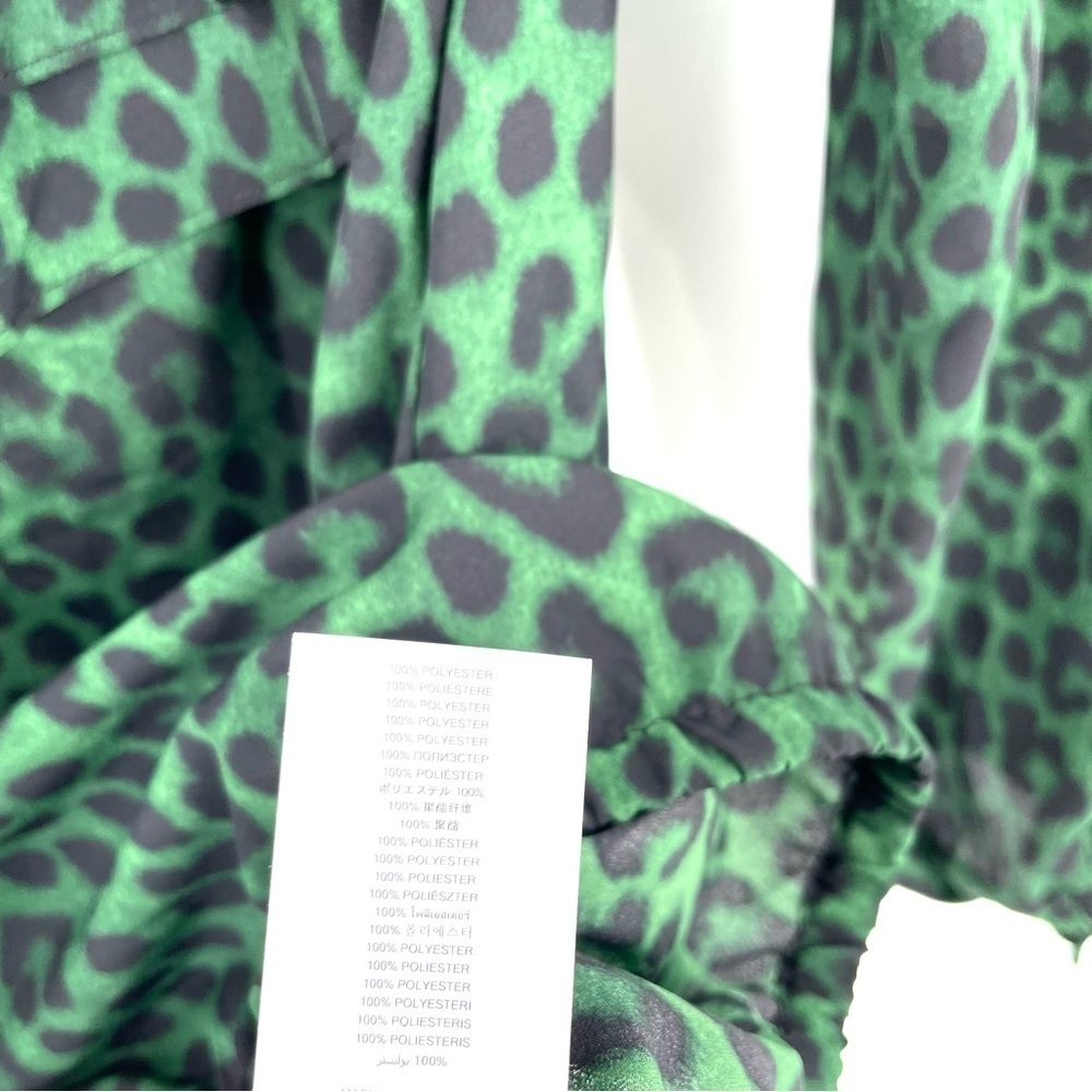 Michael Kors Green Black Leopard Print Off Shoulder Blouse Top - Picture 7 of 7
